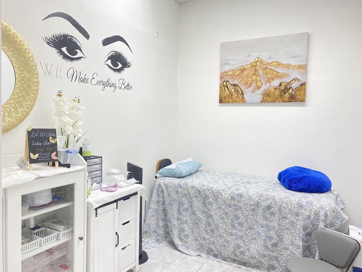 Manicure stations inside 8001 Nails & Spa