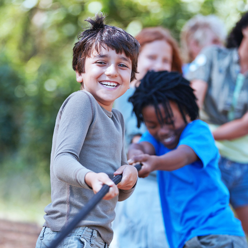 Kids playing tug of war